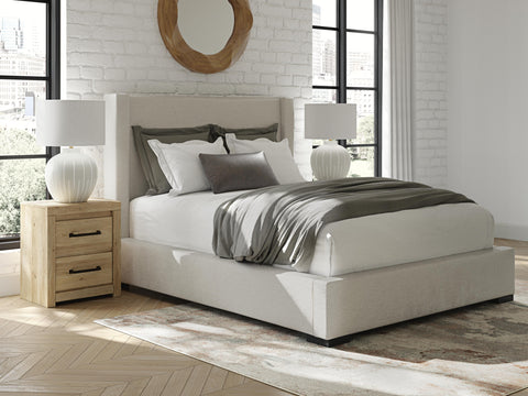 Cama con almacenamiento tapizada Brozmont