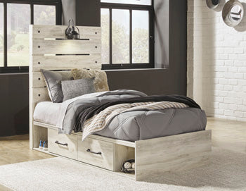 Cambeck King Panel Bed with 2 Storage Drawers - White