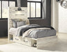 Cambeck King Panel Bed with 2 Storage Drawers - White