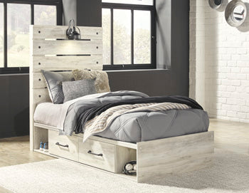 Cambeck King Panel Bed with 2 Storage Drawers - White