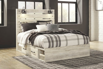Cambeck King Panel Bed with 2 Storage Drawers - White