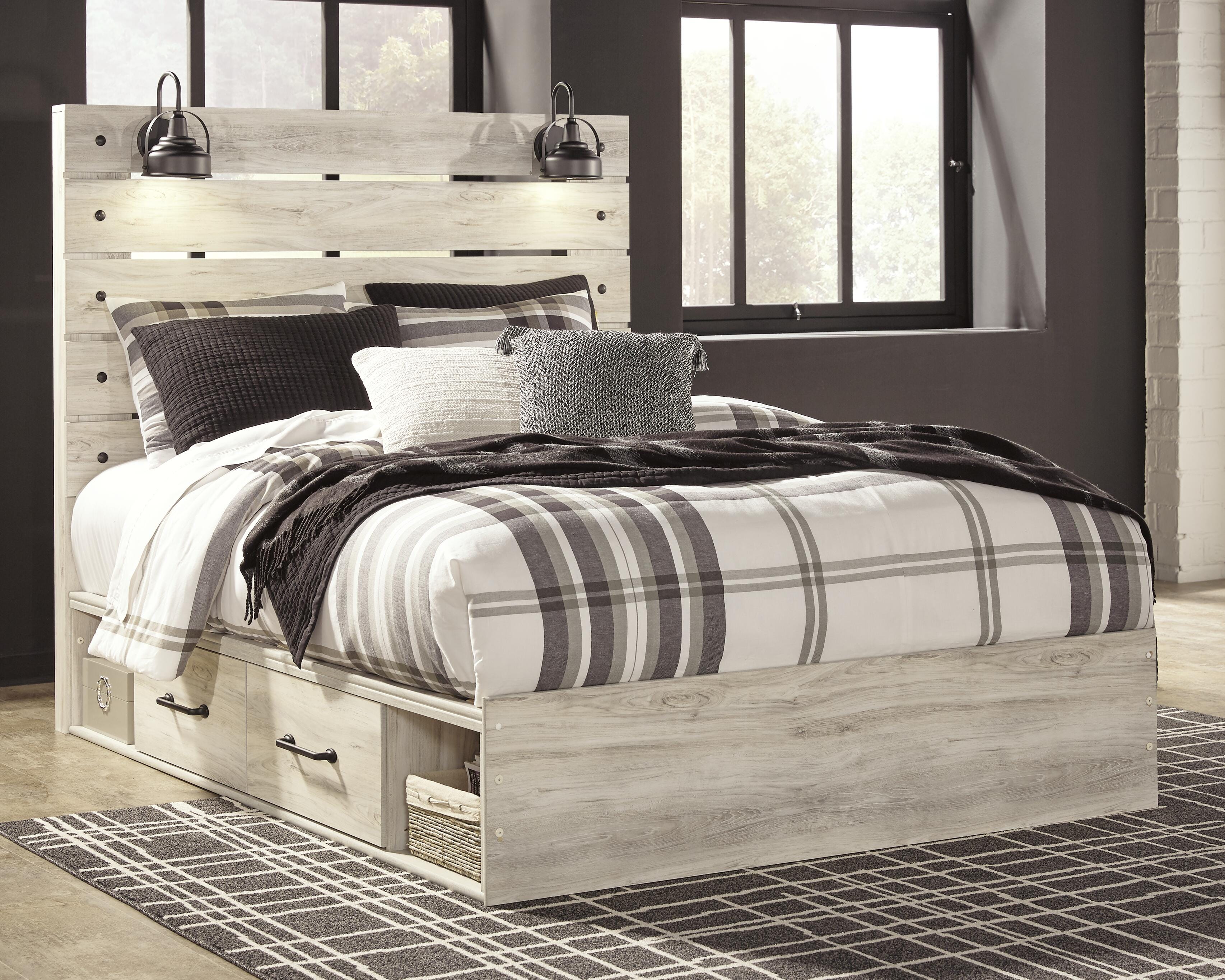Cambeck Panel Bed with 4 Storage Drawers