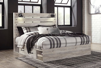 Cambeck King Panel Bed with 2 Storage Drawers - White