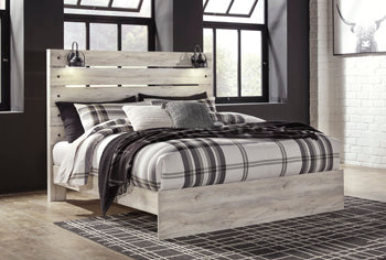 Cambeck King Panel Bed with 2 Storage Drawers - White