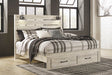 Cambeck King Panel Bed with 2 Storage Drawers - White