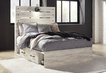 Cambeck King Panel Bed with 2 Storage Drawers - White
