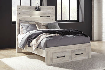 Cambeck King Panel Bed with 2 Storage Drawers - White