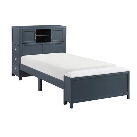 Sloane Bookcase Platform Bed with Hidden Desk, Stool and Storage Bench