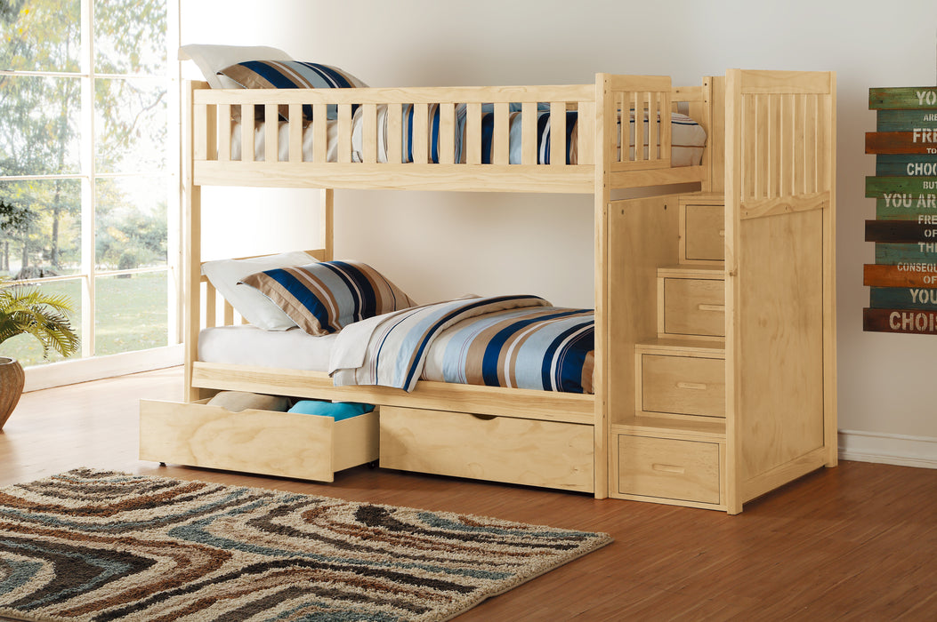 Bartly (5) Twin/Twin Step Bunk Bed with Storage Boxes