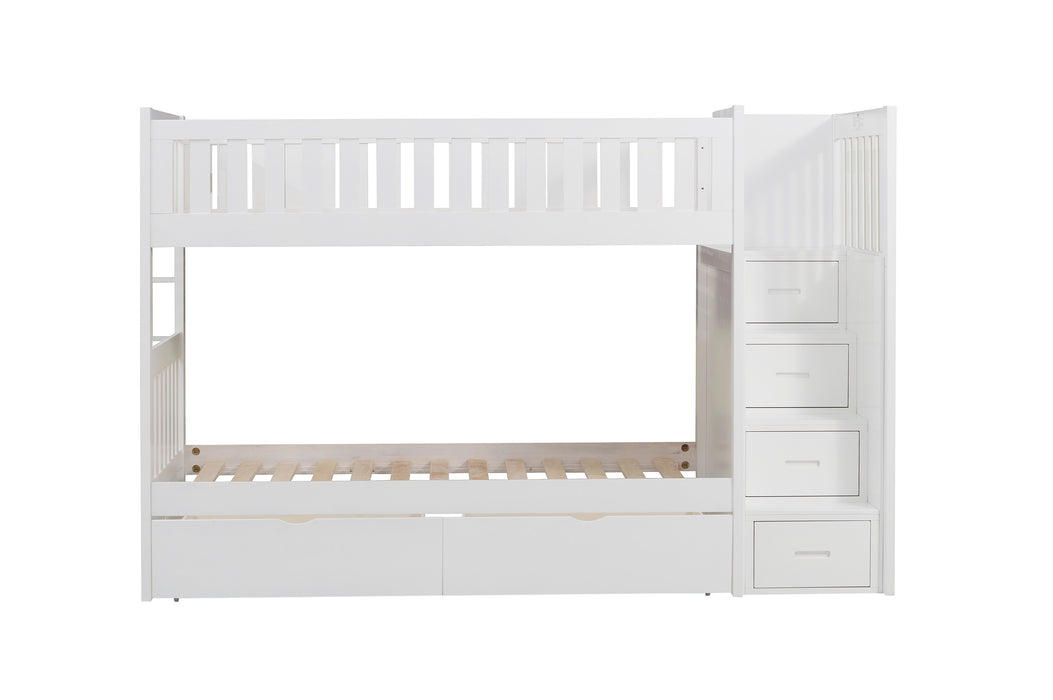 Galen (5) Twin/Twin Step Bunk Bed with Storage Boxes