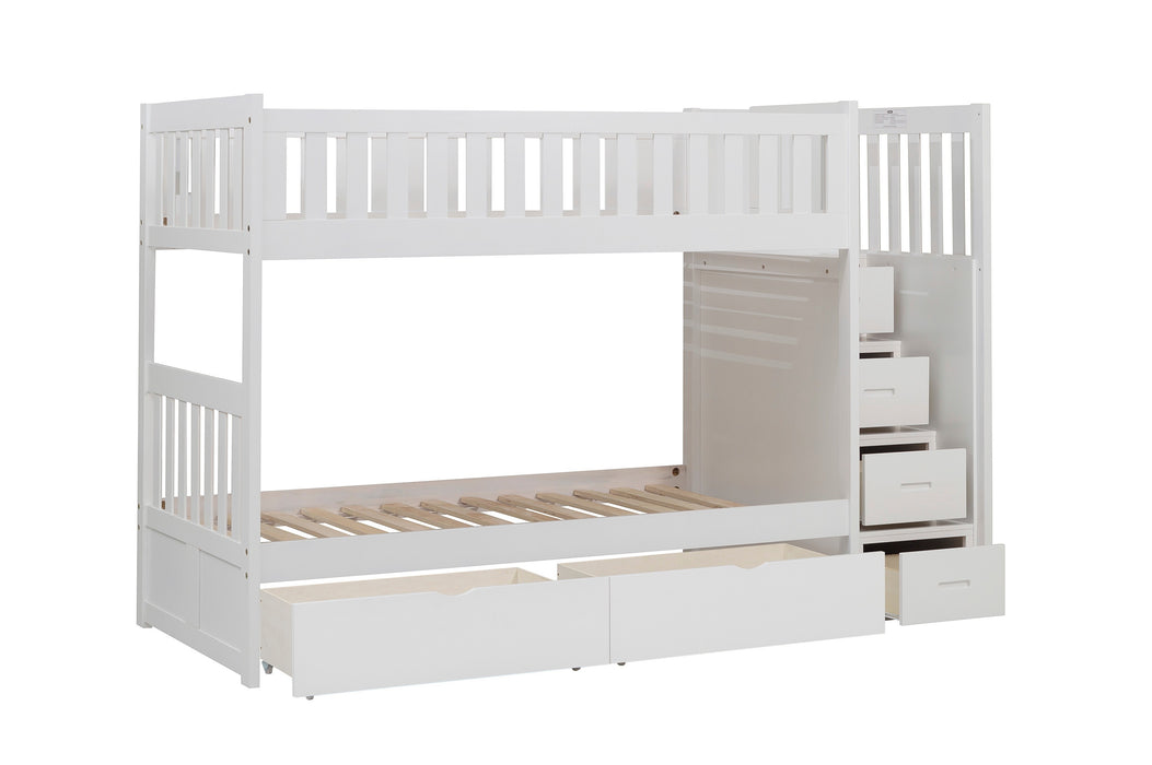 Galen (5) Twin/Twin Step Bunk Bed with Storage Boxes