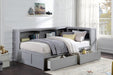 Orion (4) Twin Bookcase Corner Bed with Storage Boxes