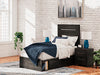 Hollivern Twin Panel Bed with Storage - Black/Gray
