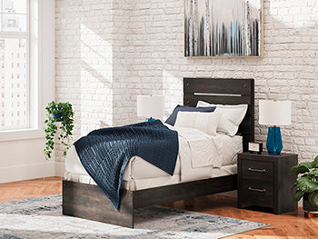 Hollivern Twin Panel Bed with Storage - Black/Gray
