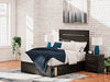 Hollivern Twin Panel Bed with Storage - Black/Gray