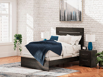 Hollivern Twin Panel Bed with Storage - Black/Gray