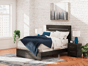 Hollivern Twin Panel Bed with Storage - Black/Gray