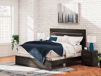 Hollivern Twin Panel Bed with Storage - Black/Gray