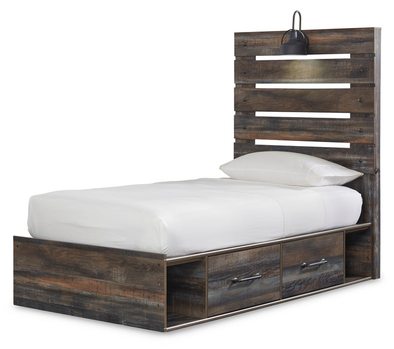 Drystan Twin Panel Bed with 4 Storage Drawers