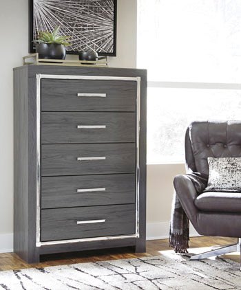 Lodanna Queen Panel Bed with 2 Storage Drawers - Black/Gray