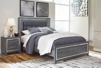 Lodanna Queen Panel Bed with 2 Storage Drawers - Black/Gray