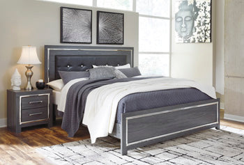 Lodanna Queen Panel Bed with 2 Storage Drawers - Black/Gray