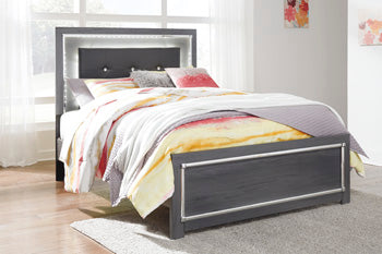 Lodanna Queen Panel Bed with 2 Storage Drawers - Black/Gray