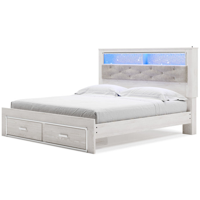 Altyra King Upholstered Bookcase Bed with Storage