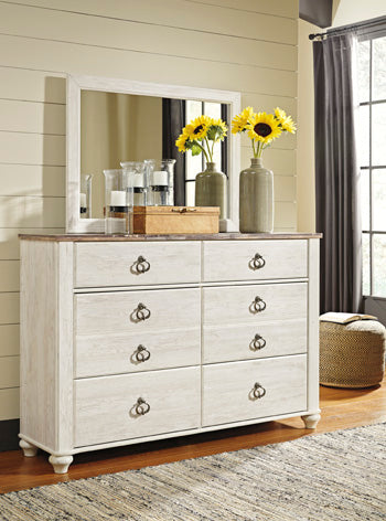 Willowton Queen Sleigh Bed - Brown/Beige;White