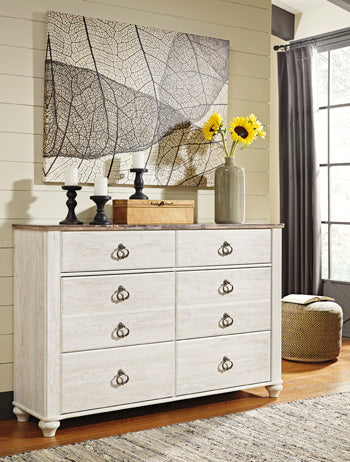 Willowton Queen Sleigh Bed - Brown/Beige;White