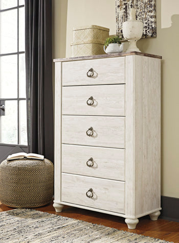 Willowton Queen Sleigh Bed - Brown/Beige;White