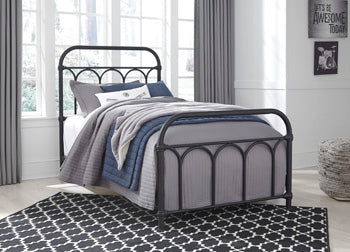 Nashburg Full Metal Bed - Brown/Beige