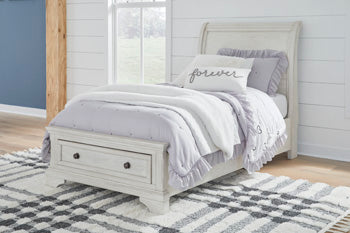 Robbinsdale King Sleigh Bed with Storage - White