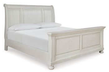 Robbinsdale King Sleigh Bed with Storage - White