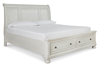 Robbinsdale King Sleigh Bed with Storage - White