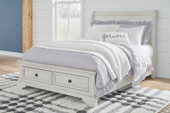Robbinsdale King Sleigh Bed with Storage - White