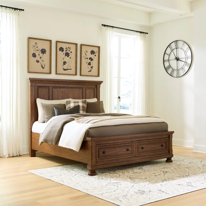 Zackaryn Panel Storage Bed - Warm Brown