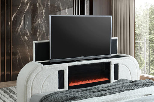 Queen Bed Headboard W/led , Queen Bed Footbaord, Queen Bed Footbaord W/tv Stand & Fireplace