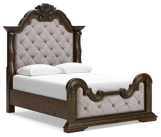 Maylee Queen Upholstered Bed - Dark Brown