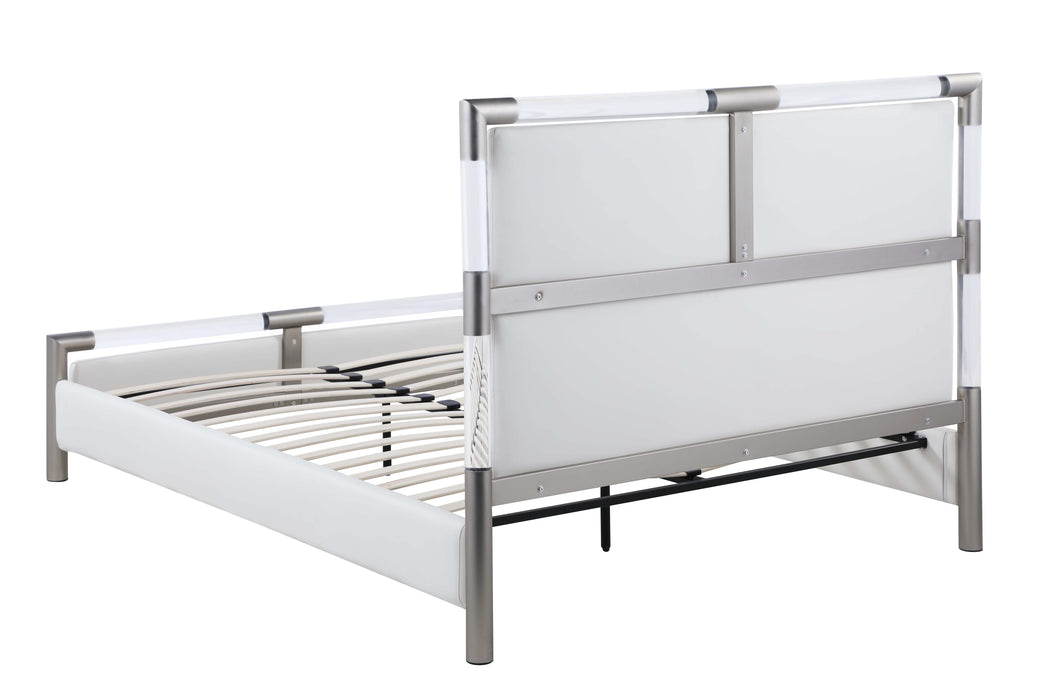 Upholstered King Bed w/ Solid Acrylic and Brushed Nickel Frame BARCELONA-BED-KG