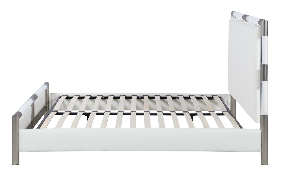 Upholstered King Bed w/ Solid Acrylic and Brushed Nickel Frame BARCELONA-BED-KG