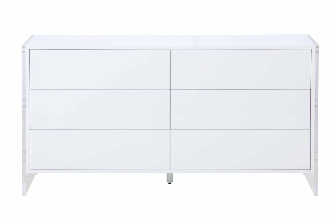 Contemporary Wooden & Solid Acrylic Buffet w/ 6 Drawers BARCELONA-BUF