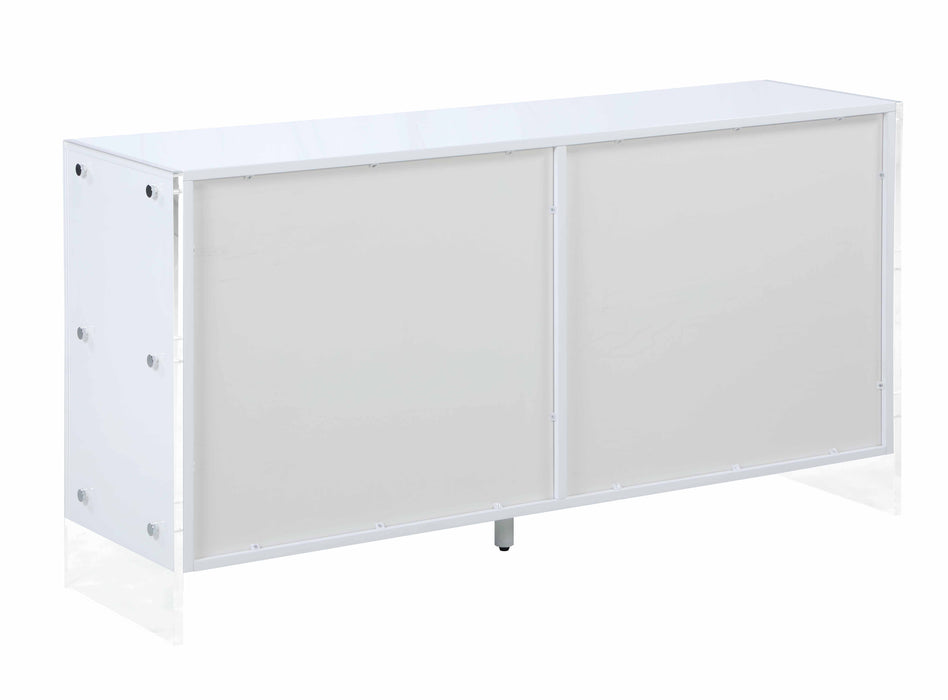 Contemporary Wooden & Solid Acrylic Buffet w/ 6 Drawers BARCELONA-BUF