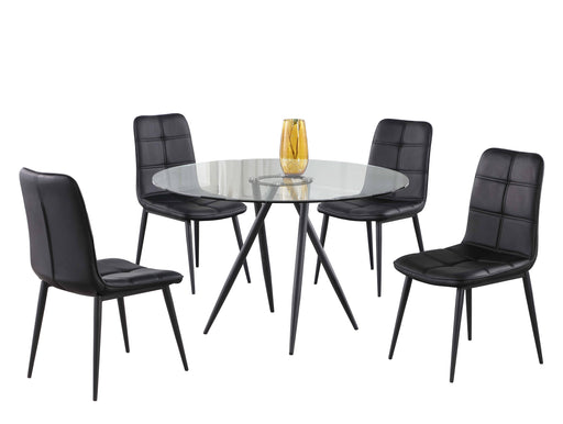 Dining set w/ Glass Top Table & Tufted Back Side Chairs BEATRIZ-5PC-BLK