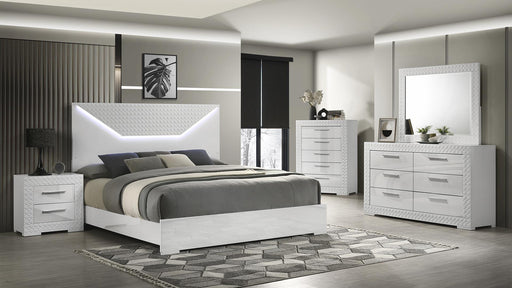 Blanca Bedroom Set – Blanca King 5 Pc Bedroom Set in White by Galaxy Home Furnishings
