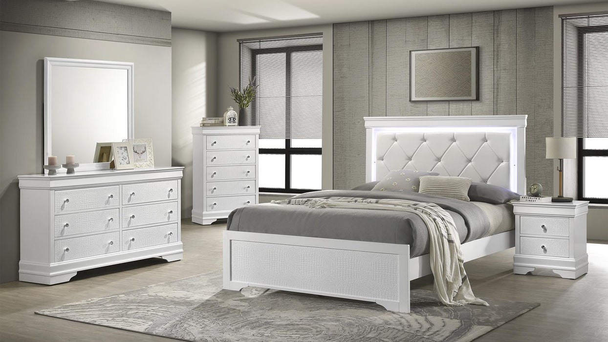Blaze Bedroom Set – Blaze King 5PC Bedroom Set in White by Galaxy Home