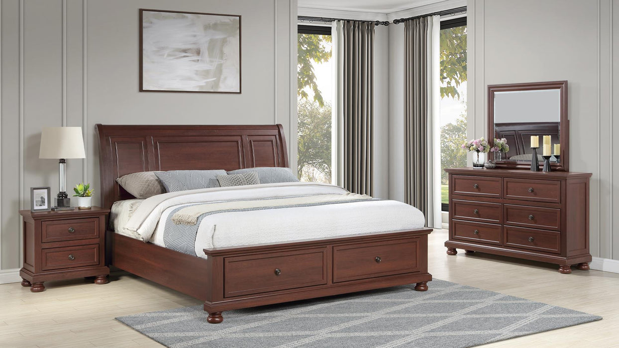 Boston Bedroom Set – Boston King 4 Pc Bedroom Set in Walnut by Galaxy Home Furnishings