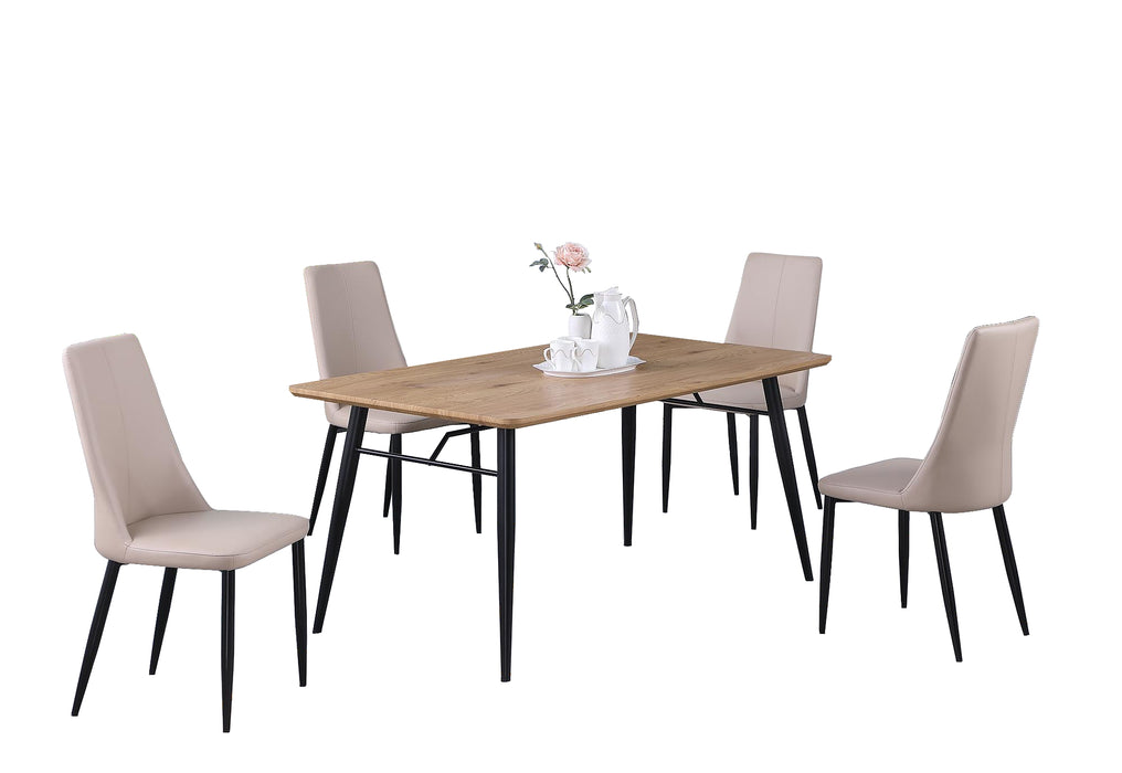 Modern Dining Set w/ Wooden Table & Chairs BRIDGET-5PC