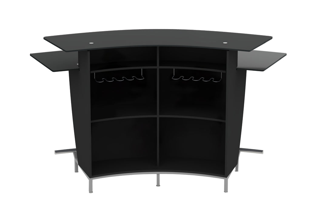 Contemporary Black Glass Bar w/ Counter & Shelves BROADWAY-BAR