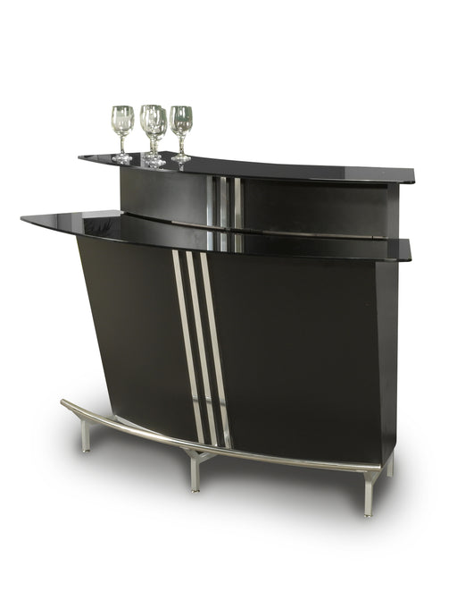 Contemporary Black Glass Bar w/ Counter & Shelves BROADWAY-BAR